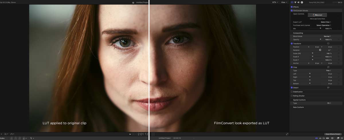 FCPX fcnitrate lut export