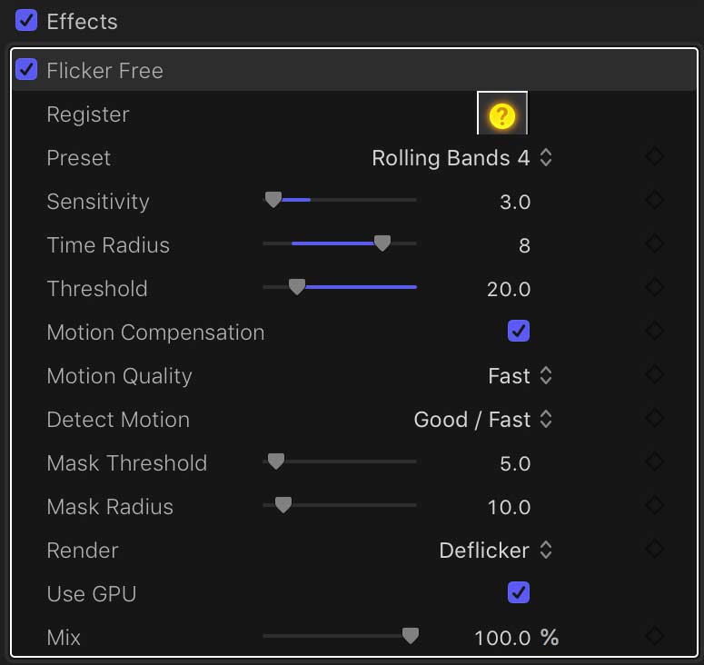 flicker free fcpx
